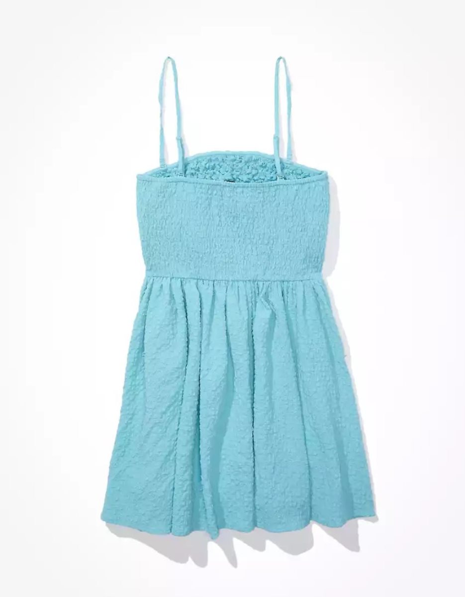 Mini Robe American Eagle AE Smocked Popcorn Bleu Femme | LDR-14925389